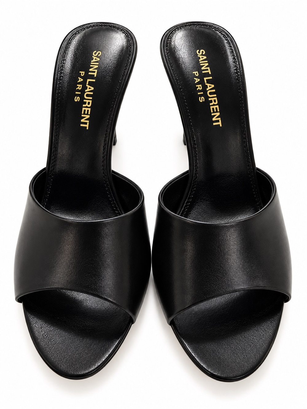 Saint Laurent Black Leather Open-Toe Heeled Mules